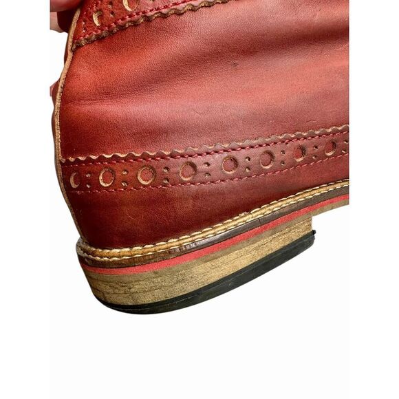Fly London Original Classic Wingtip Leather Red Lace Up Boots Men’s Size 43 - Picture 8 of 11